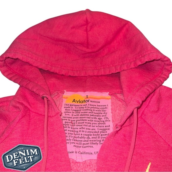 Aviator Nation Pink w/ Yellow Lightning Bolt Cropped Sweatshirt/Pullover | NEW⚡️ - Picture 9 of 12